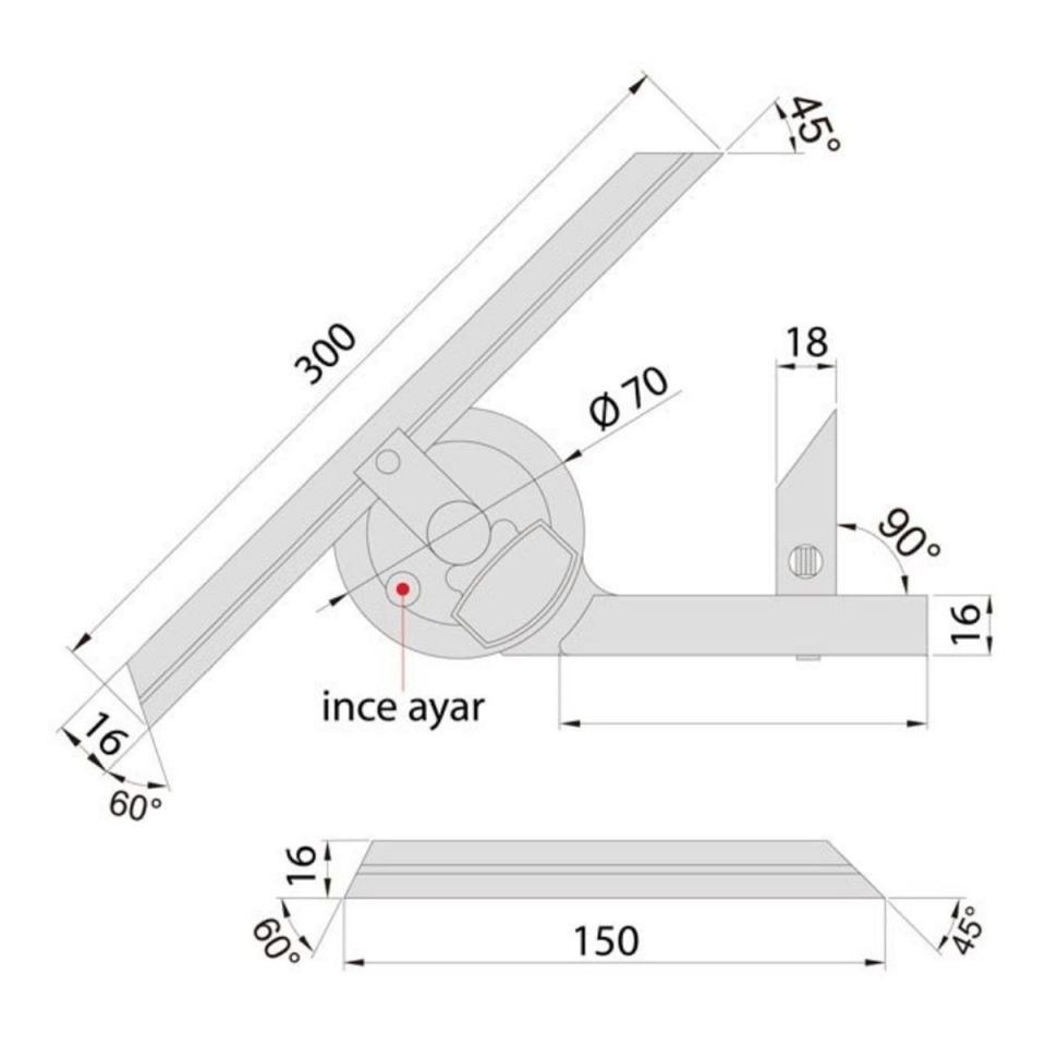 Insize 2372-360 Mercekli Mekanik Açı Ölçer
