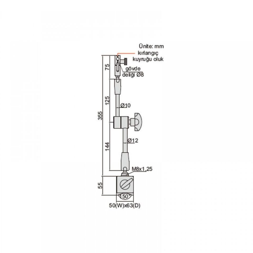 Insize 6208-80A Üniversal Manyetik Ayak - Ekonomik Model (80kgf)